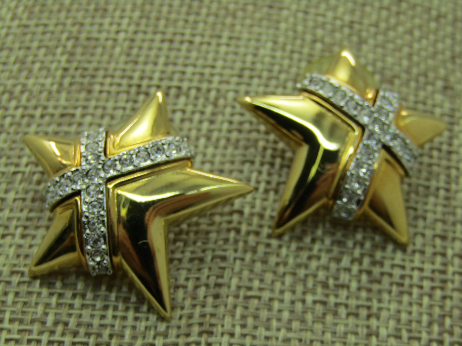 Vintage Joan Rivers Rhinestone Star Pierced Earrings - 2