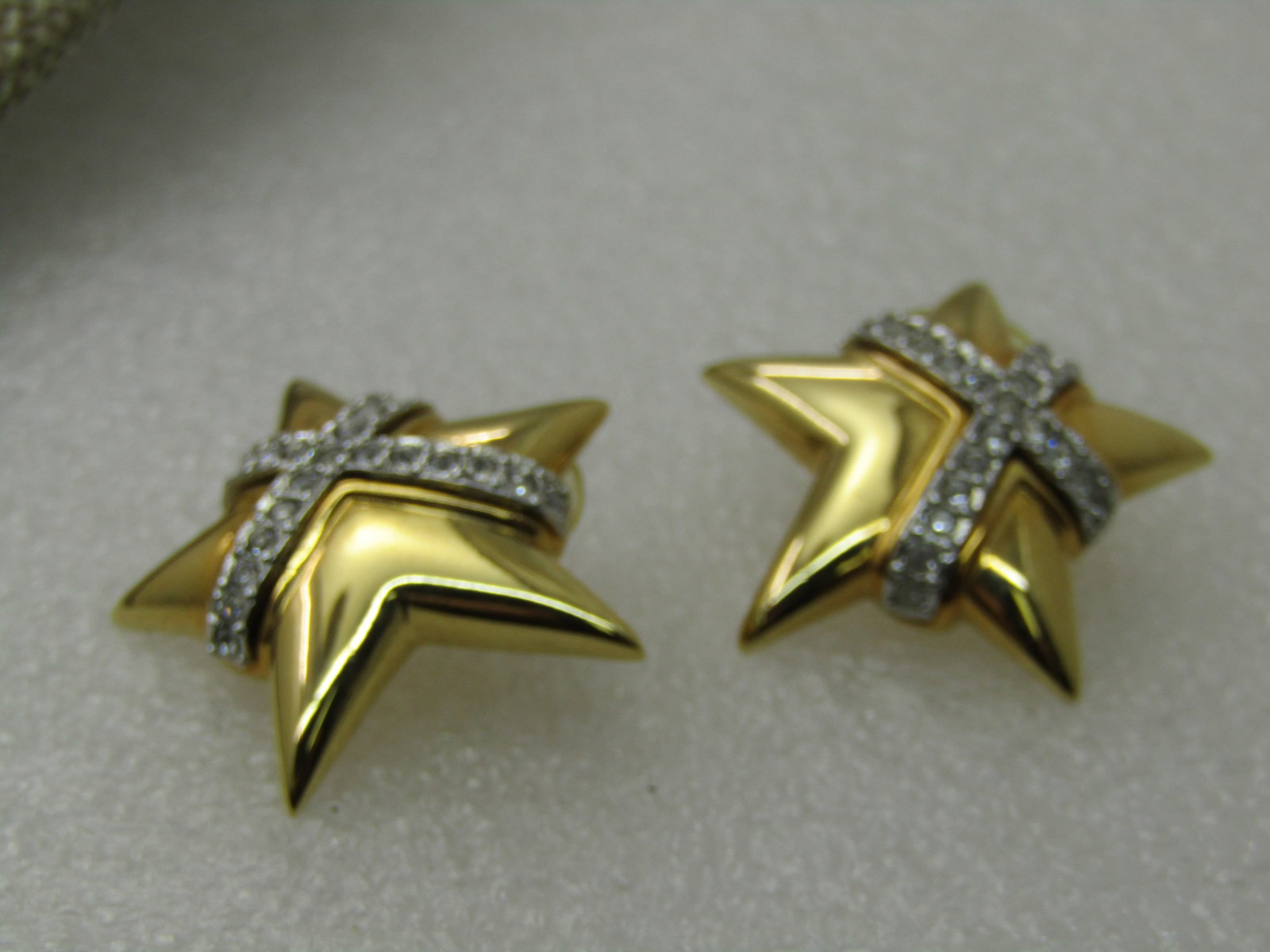 Vintage Joan Rivers Rhinestone Star Pierced Earrings - 4
