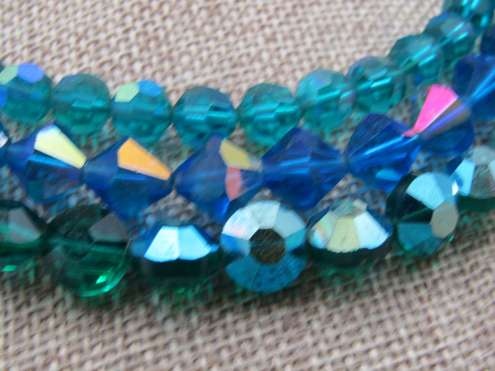 Vintage Peacock & Blue Aurora Borealis Necklace Earrings Demi Parure, 1940's-1950's - 3