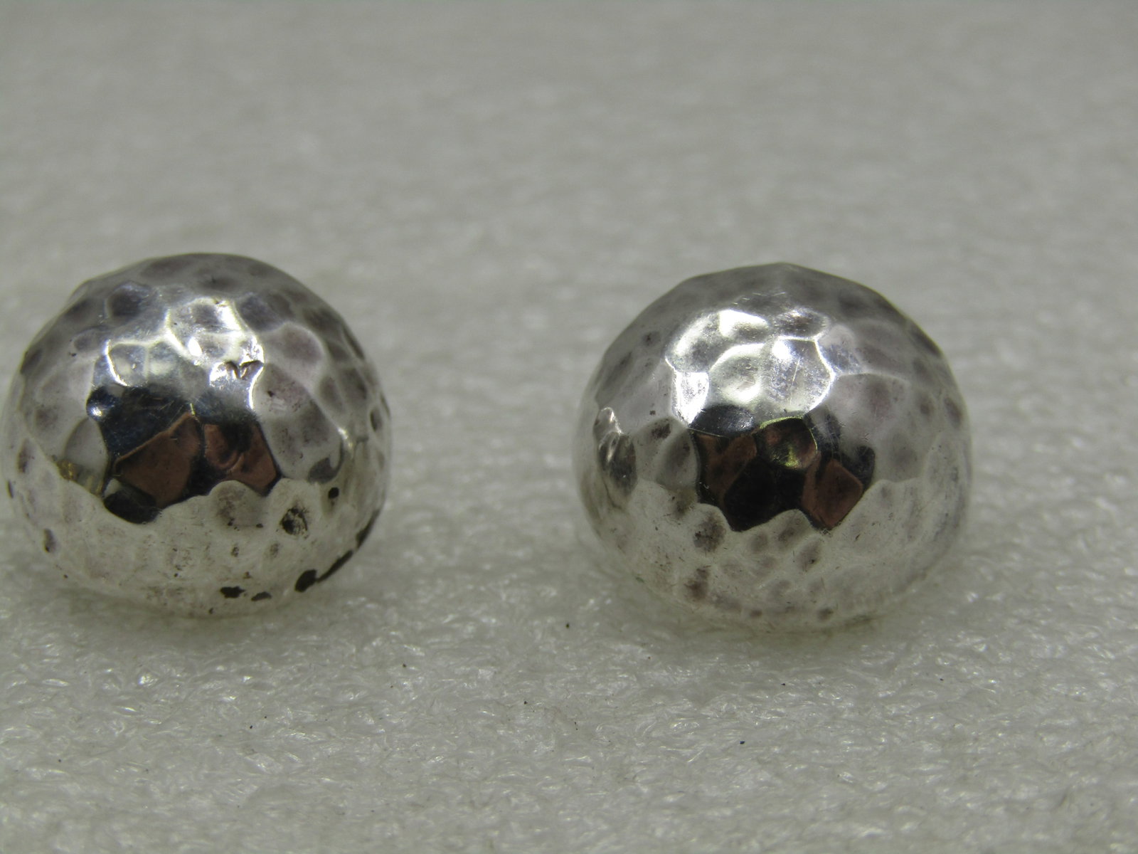 Vintage Sterling Hammered Domed Earrings, Clip - 6