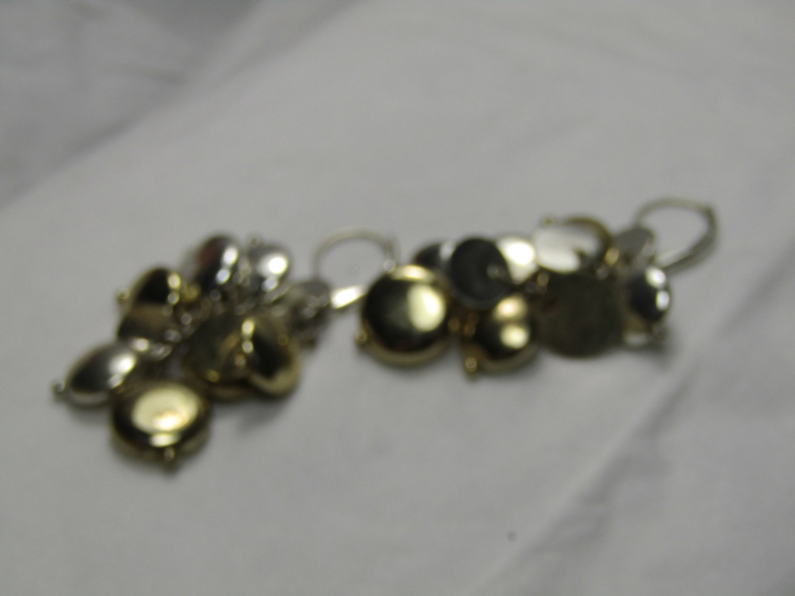 Vintage Two-Tone Dangle Leverback Earrings, Pierced, 2" Dangle - 4