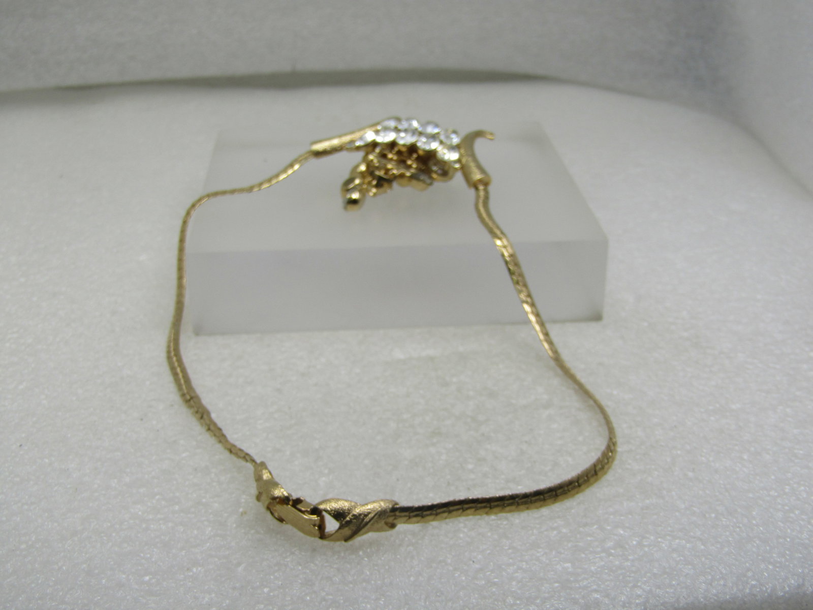Vintage Clear Cascading Rhinestone Necklace Earrings Sett, 15" - 6