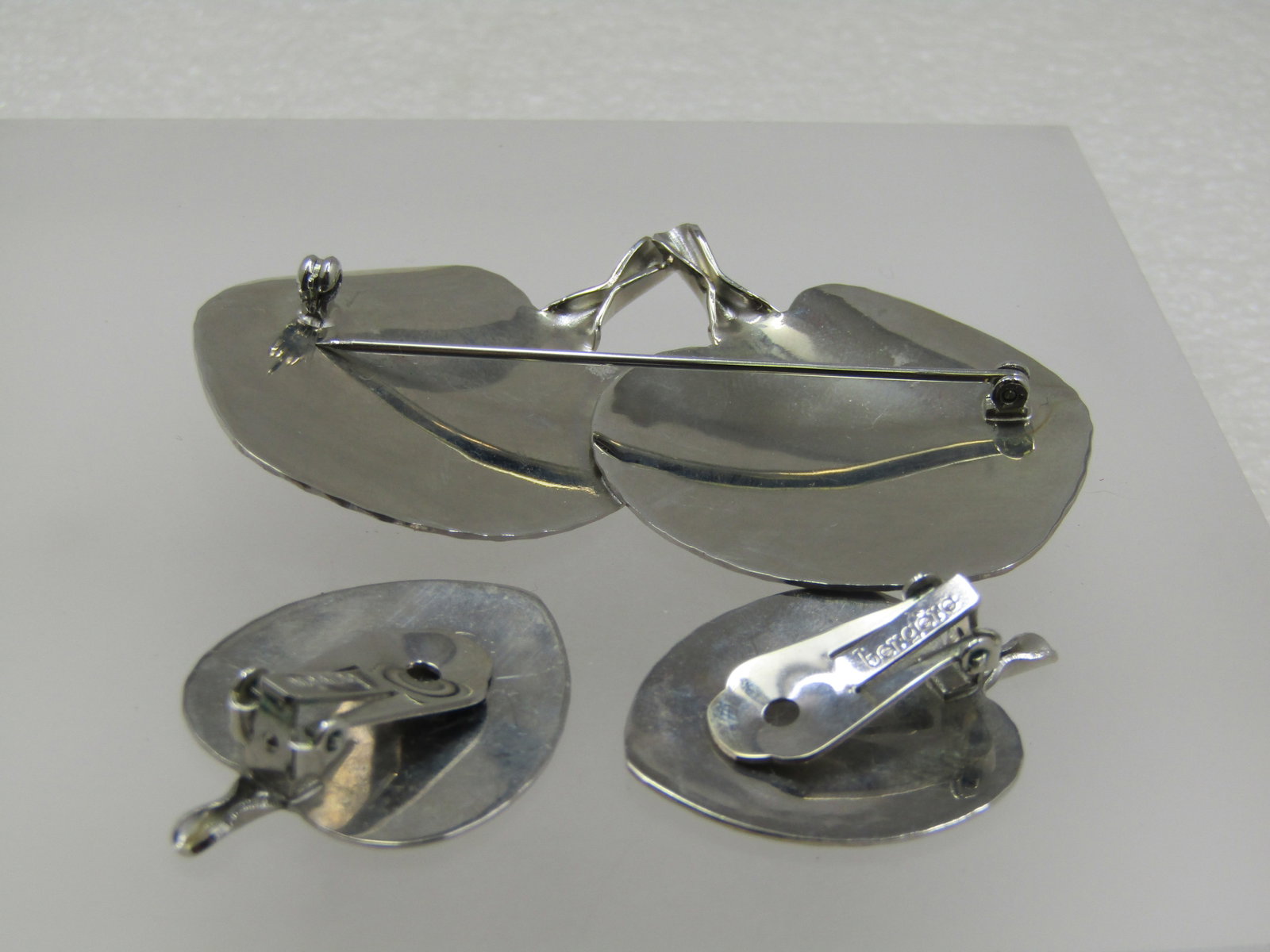 Vintage Bergere Leaf Brooch & Earrings Set, 1940's-1960's - 4