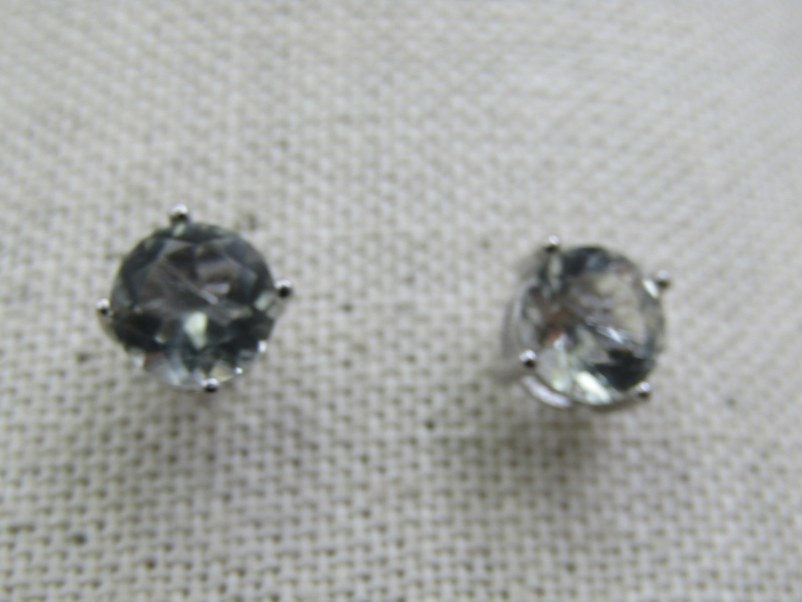 Sterling Silver Pale Green Amethyst Stud Earrings, Pierced, 1.3 CTW Each - 2