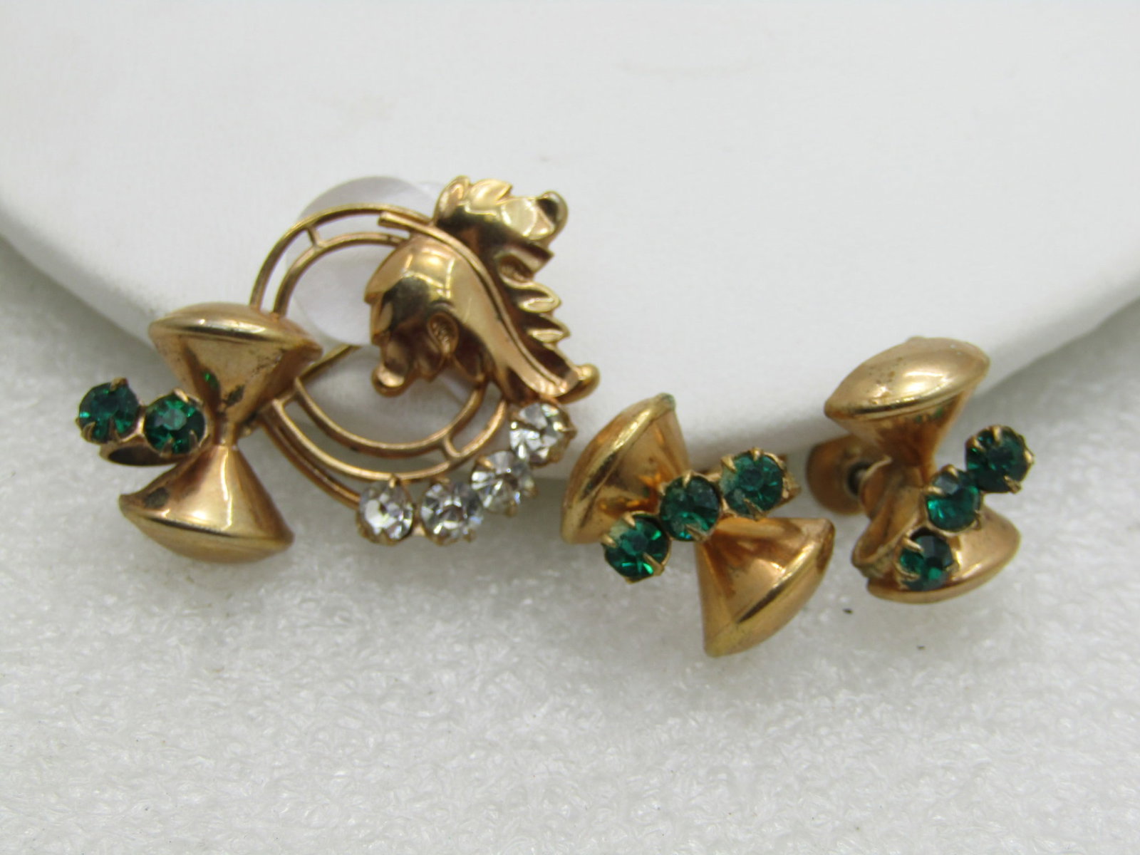 Vintage Art Deco Rhinestone Brooch & Earrings Set - 2
