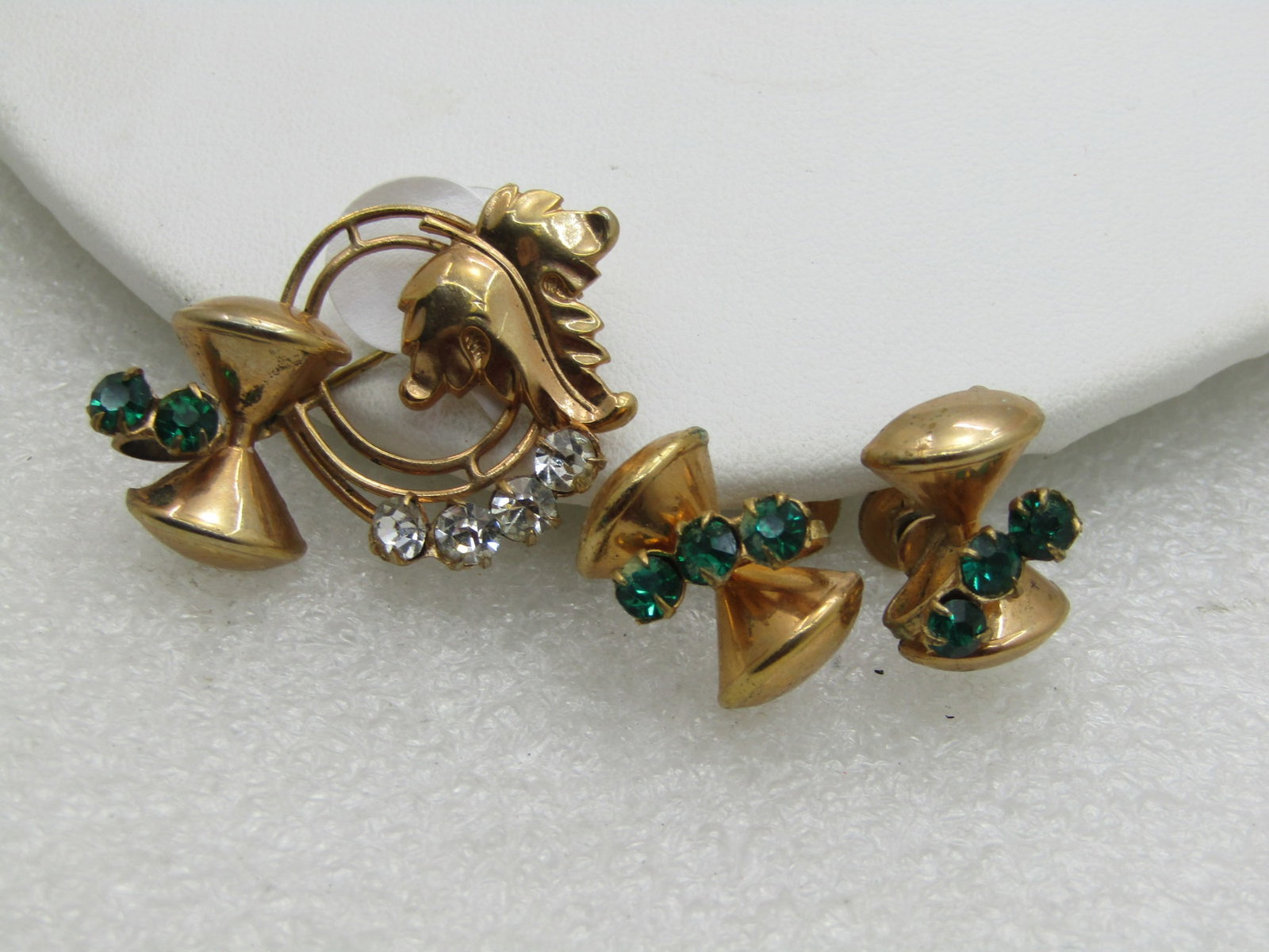 Vintage Art Deco Rhinestone Brooch & Earrings Set - 3