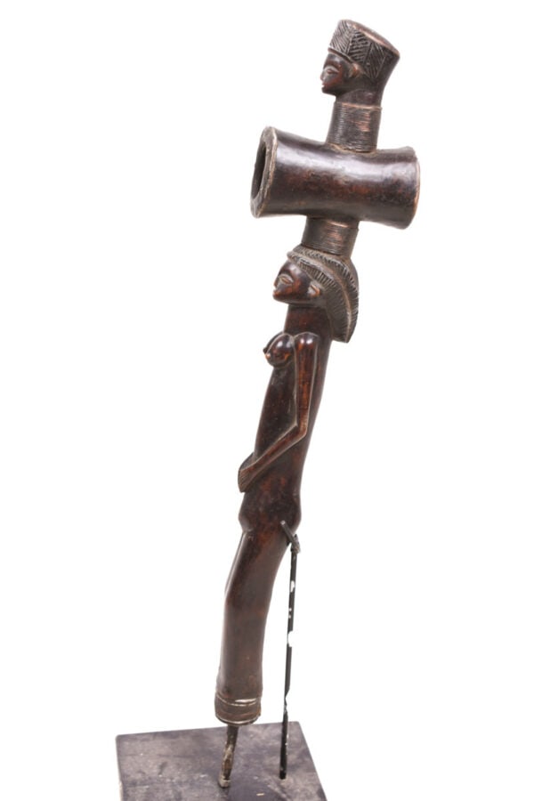 Ceremonial Pipe – Wood – Chokwe – Congo: Stylistic well carved wooden pipe from the Chokwe people of DR Congo. At its height during the second half of the nineteenth century, aristocrats surrounded themselves with a wide variety of finely