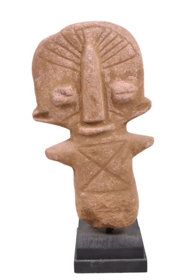 Figure – Bura – Stone – Niger: Great Bura stone terracotta figure from Niger. The Bura culture refers to a set of archeological sites in the lower Niger River valley of Niger and Burkina Faso. The first-millennium Bura-Asinda cultu