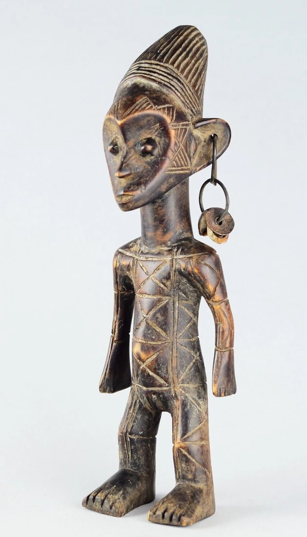 Cute decorative MANGBETU standing 13" figure wooden african sculpture Congo (1 of 10)