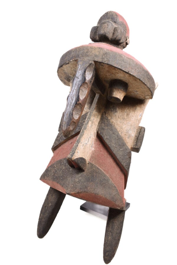 Elephant Mask – Wood – Ibo Izzi- Nigeria: Powerfull wooden elephant animal mask from the Ibo tribe of Nigeria. This mask is an Obgodo (elephant spirit), carved by the Igbo-Izi people who live in the north-eastern part of the IGBO territory in