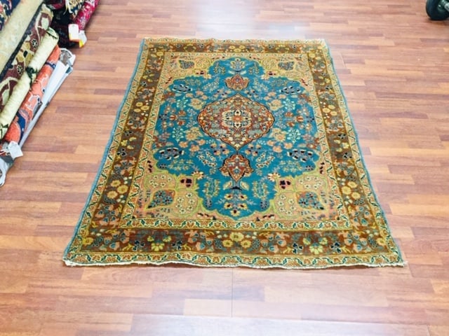 Antique Persian Tabriz Rug-3766: Title:Antique Persian Tabriz Rug-3766 Description:Antique Persian Tabriz rug, from northwest Persia, size 4 ft. 5 inches by 6 ft. 2 inches, circa 1920, excellent condition with a even pile throughout,