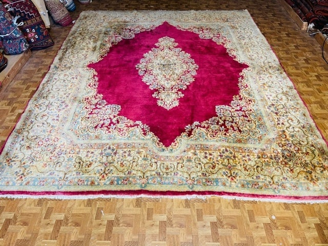 Antique persian kerman rug-4964: Title:Antique persian kerman rug-4964 Description:beautiful antique Persian kerman , from southwest persia, size 8 ft by 9 ft. 8 inches, circa 1940, excellent condition with a good pile throughout, co