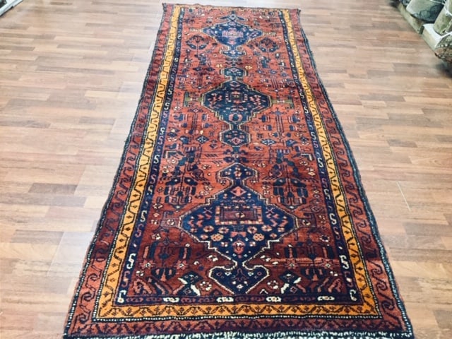 Vintage Persian Kurd- Bijar Runner-4737/22: Title:Vintage Persian Kurd- Bijar Runner-4737/22 Description:Vintage Persian Kurd- Bijar Runner from northwest Persia, size, 3 ft. 7 inches by 9 ft. 5 inches, circa 1930, excellent condition with good