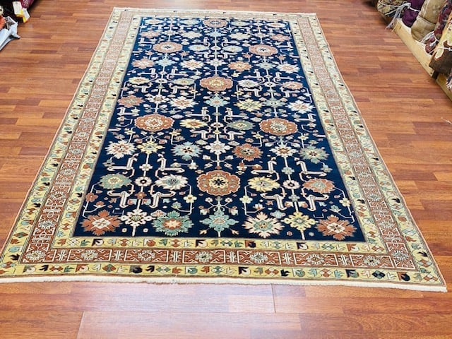 Vintage Shirvan caucasian Rug-3900: Title:Vintage Shirvan caucasian Rug-3900 Description:Georgous vintage Shirvan with all over Afshan design on blue field, from northof Caucasian, size 6 ft by 8 ft. 10 inches, circa 1950, excellent con