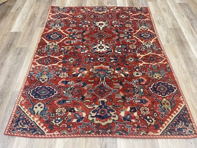 Antique Persian Mahal Rug-5247: Title:Antique Persian Mahal Rug-5247 Description:A Fragment Persian Mahal rug from central Persia, size 4 ft. 9 inches by 5 ft. 10 inches, circa 1920, excellent condition. Material:wool Reserve: $800.