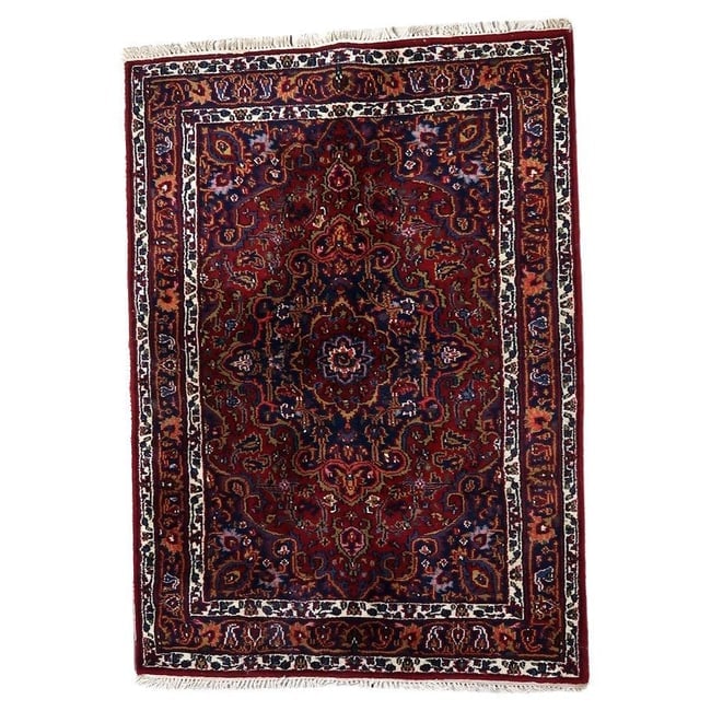 Handmade Vintage Persian Hamadan Rug 4.8' x 6.6' (147cm x 203cm) 1970s: Title: Handmade Vintage Persian Hamadan Rug 4.8' x 6.6' (147cm x 203cm) 1970s Origin: Middle East Dimension:4.8' x 6.6' (147cm x 203cm) Materials:wool Year:1970s Description:Handmade Vintage Persian
