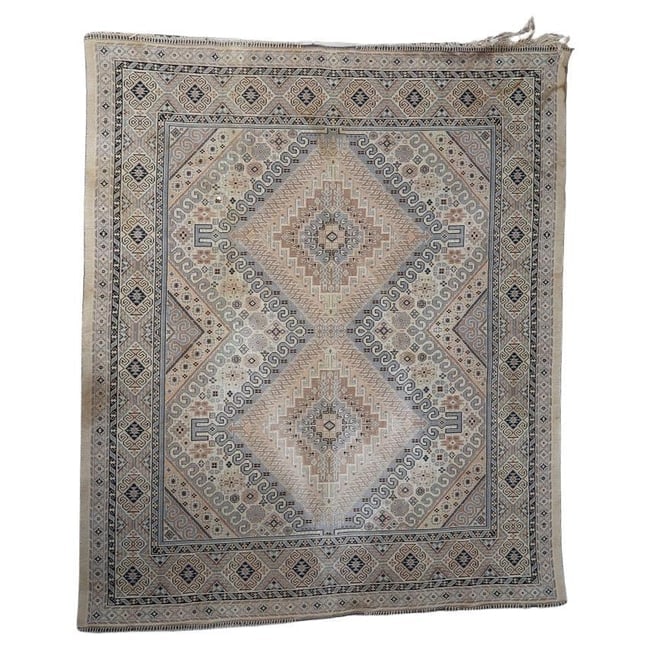 Vintage Caucasian Shirvan Textile With Rug Design 4.5' x 5.2' 1950s (1 of 14)