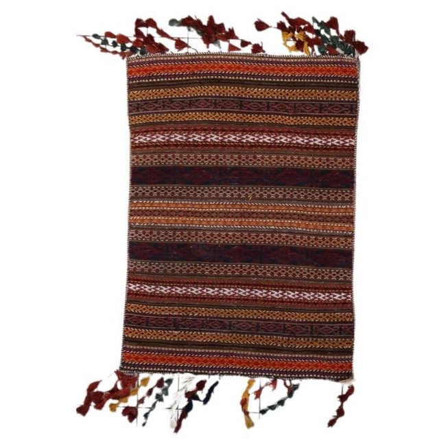 Handmade Antique Moroccan Berber Kilim Rug 3.7' x 5.1' (112cm x 154cm) 1930s (1 of 17)