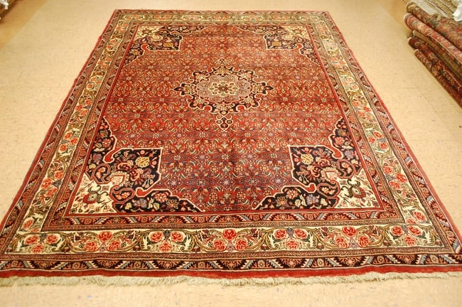 PERSIAN BIJAR 6'8" x 9'10": Title: PERSIAN BIJAR 6'8" x 9'10" Description:ANTIQUE FINE COLORFUL HIGHLY DETAILED CLASSIC VILLAGE WOVEN PERSIAN BIJAR RUG with exact Room size of 6'8" x 9'10" Allover Detailed Herati design field fi