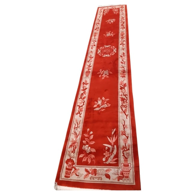Handmade Vintage Art Deco Chinese Runner Rug 2.3' x 12.8' 1970s (1 of 8)