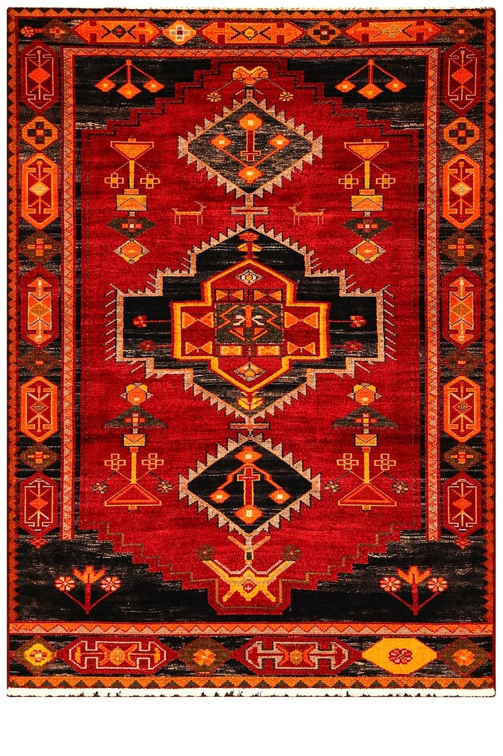 Hand Knotted Persian Luri Tribal Wool Red Oriental Area Rug 5'5" x 7'9" (1 of 9)