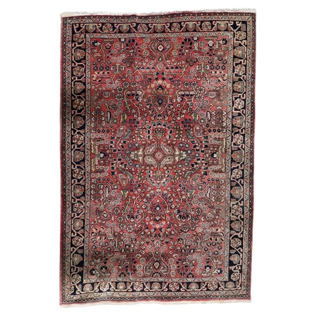 Vintage Persian Hamadan Handmade Rug 3.3' x 4.11' 1950s (1 of 12)