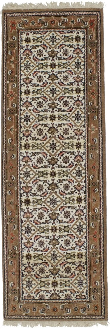 Cream Floral Tribal 2'7X8 Indo-Bidjar Oriental Runner Rug (1 of 14)