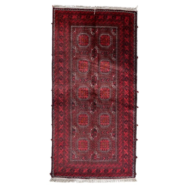 Vintage Afghan Baluch Runner Rug 3.5' x 6.11' - Repetitive Tribal (1 of 10)
