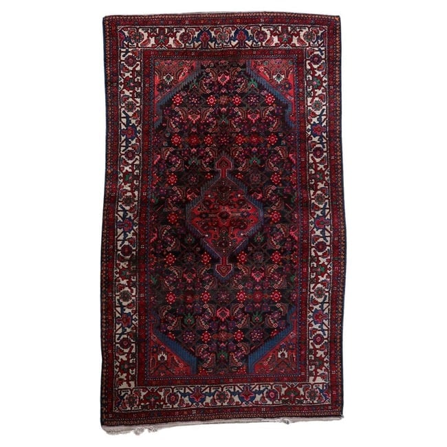 Handmade Vintage Persian Malayer Rug 4.2' x 7.1' (129cm x 219cm) 1960s (1 of 17)