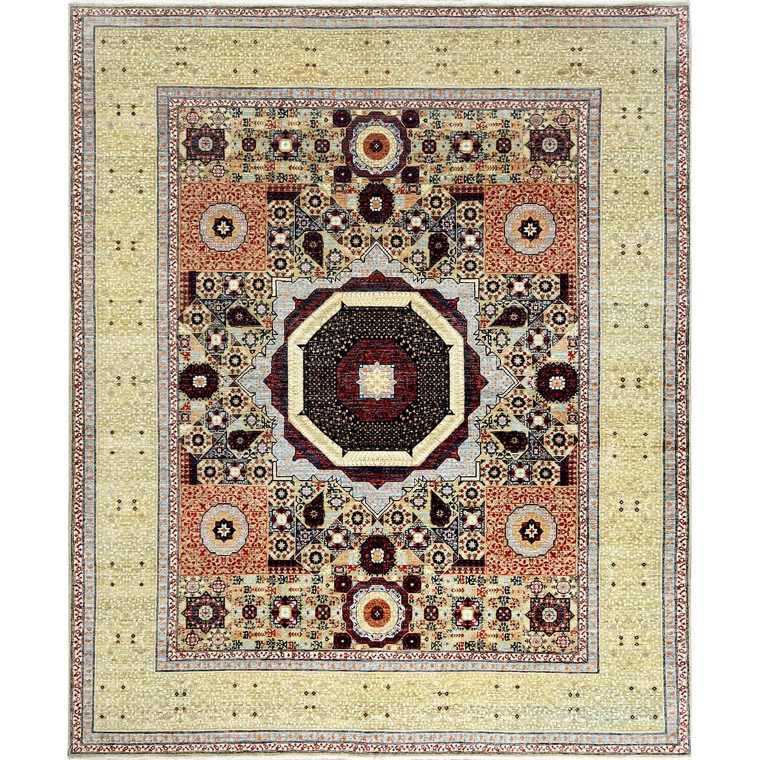 Green, Shiny Wool, Hand Knotted, Super Fine Peshawar, 200 KPSI, Rug: Title: Green, Shiny Wool, Hand Knotted, Super Fine Peshawar, 200 KPSI, Rug Description:This is a truly genuine one-of-a-kind. It has been Knotted for months and months in the centuries-old weaving cra