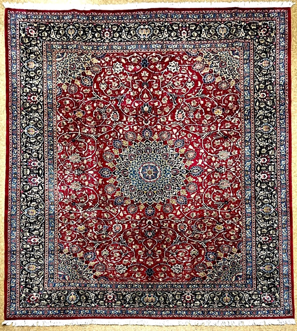 Hand Knotted Persian Kashmar Rug Magenta Red Wool 9'10" x 12'9" Area Carpet: Title:Hand Knotted Persian Kashmar Rug Magenta Red Wool 9'10" x 12'9" Area Carpet Description:* Rug Number: H244 * Country of Origin: Iran * Style, Design: Persian Kashmar, Floral, Medallion * Size (F