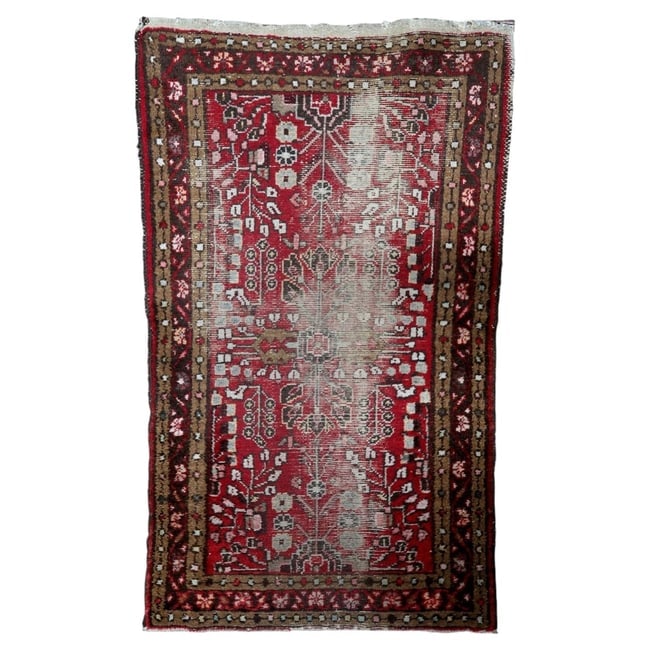 Antique Persian Hamadan Distressed Handmade Rug 2.6' x 4.4' 1920s: Title: Antique Persian Hamadan Distressed Handmade Rug 2.6' x 4.4' 1920s Origin: Middle East Dimension:2.6' x 4.4' Materials:wool Year:1920s Description:Antique Distressed Persian Hamadan Rug,