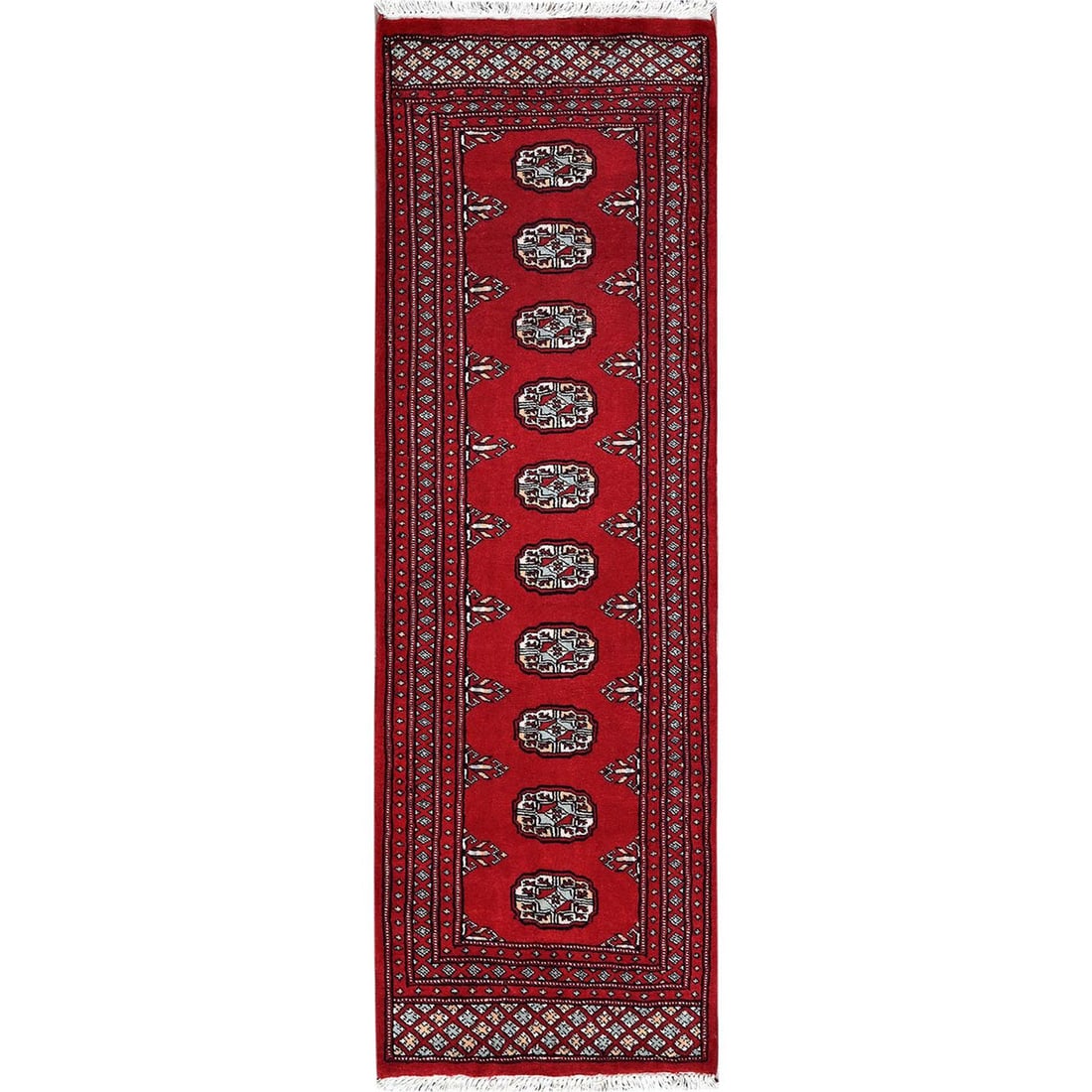 Arsenal Red Princess Bokara Hand Knotted Soft Wool Runner Oriental Rug: Title: Arsenal Red Princess Bokara Hand Knotted Soft Wool Runner Oriental Rug Description:This is a truly genuine one-of-a-kind. It has been Knotted for months and months in the centuries-old weaving