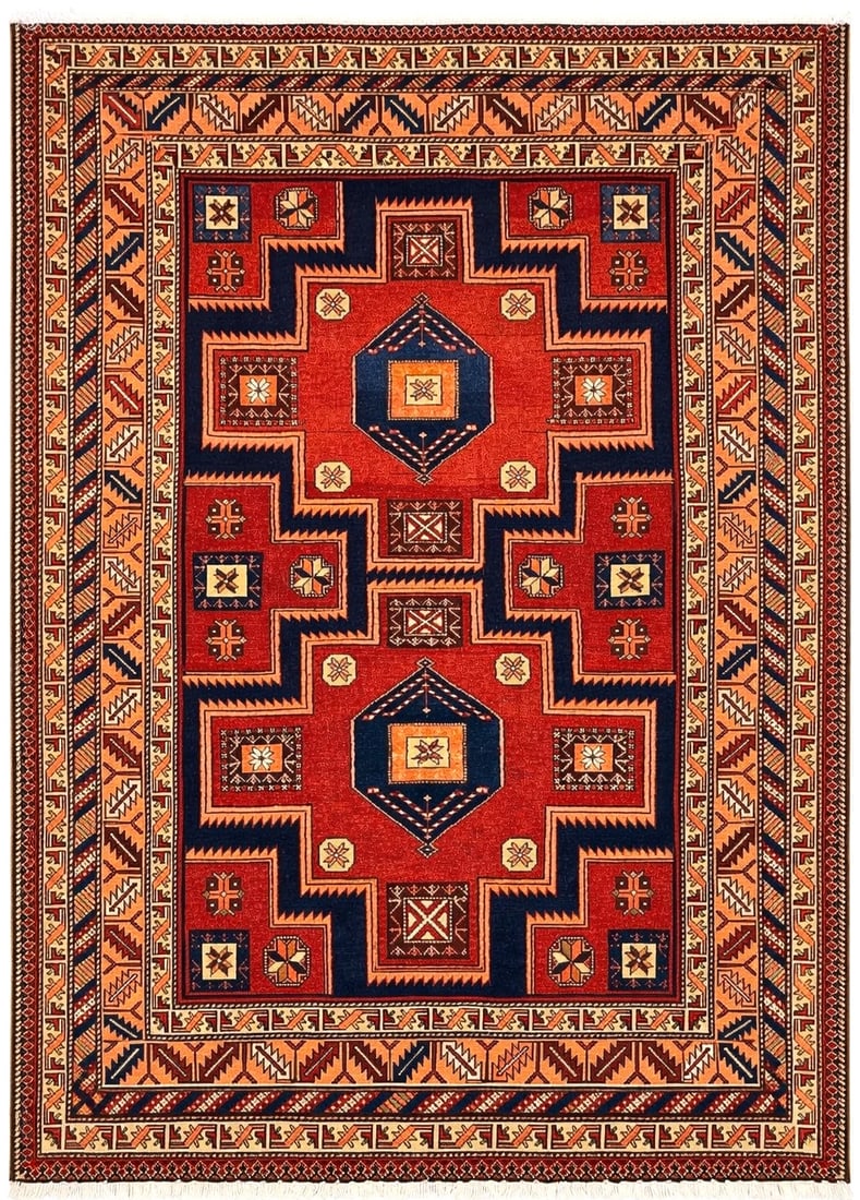 Hand Knotted Persian Tribal Wool Red Azarbaijan Oriental Area Rug 5'5" x 8'2" (1 of 6)