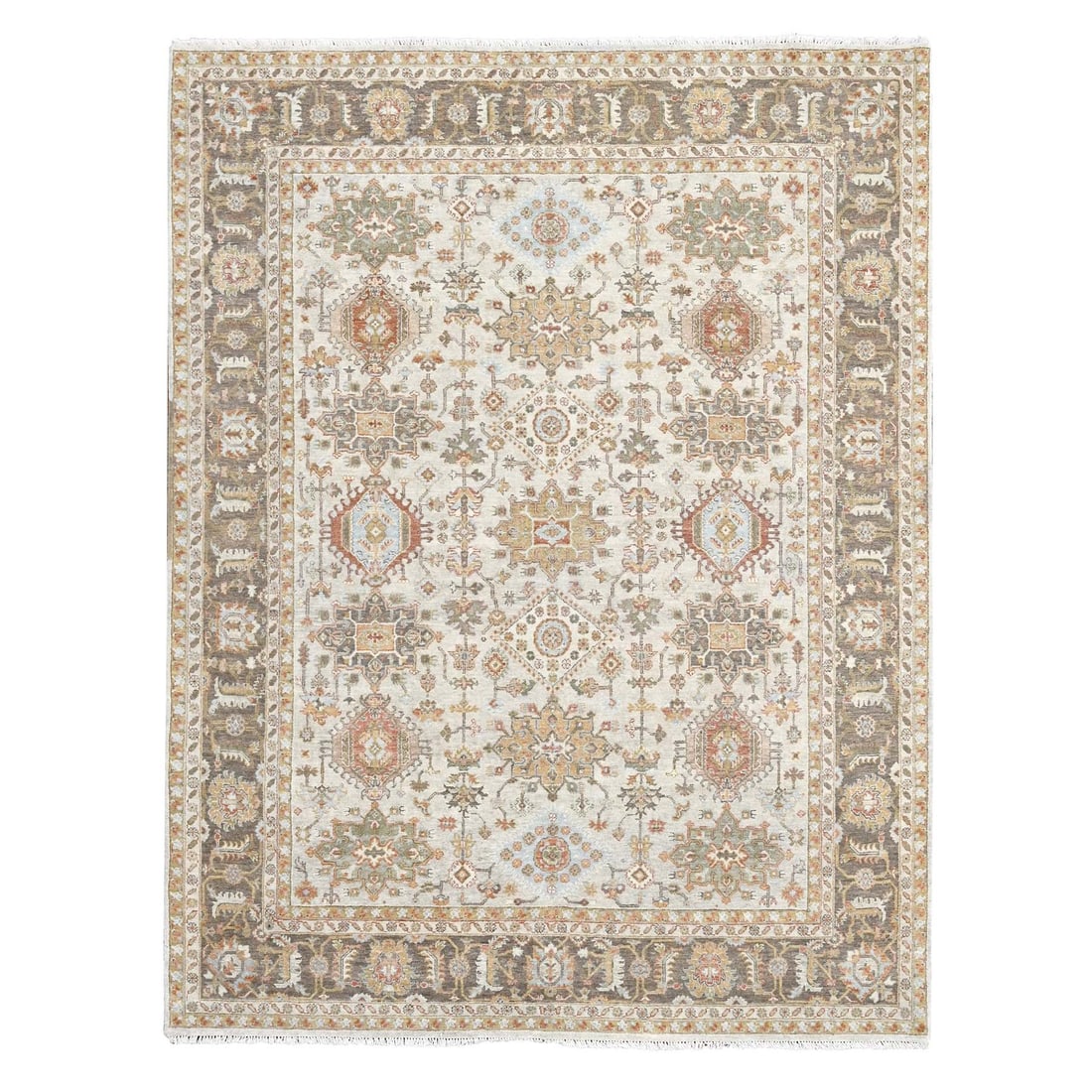 White Dove Karajeh Design Hand Knotted Soft Wool Oriental Rug: Title: White Dove Karajeh Design Hand Knotted Soft Wool Oriental Rug Description:This is a truly genuine one-of-a-kind. It has been Knotted for months and months in the centuries-old weaving craftsman