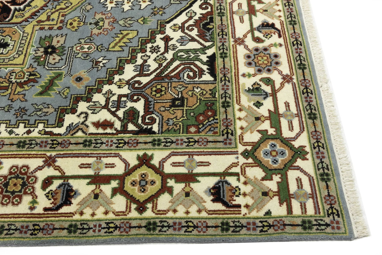 Light Gray Geometric 8X10 Heriz Serapi Oriental Rug - 13