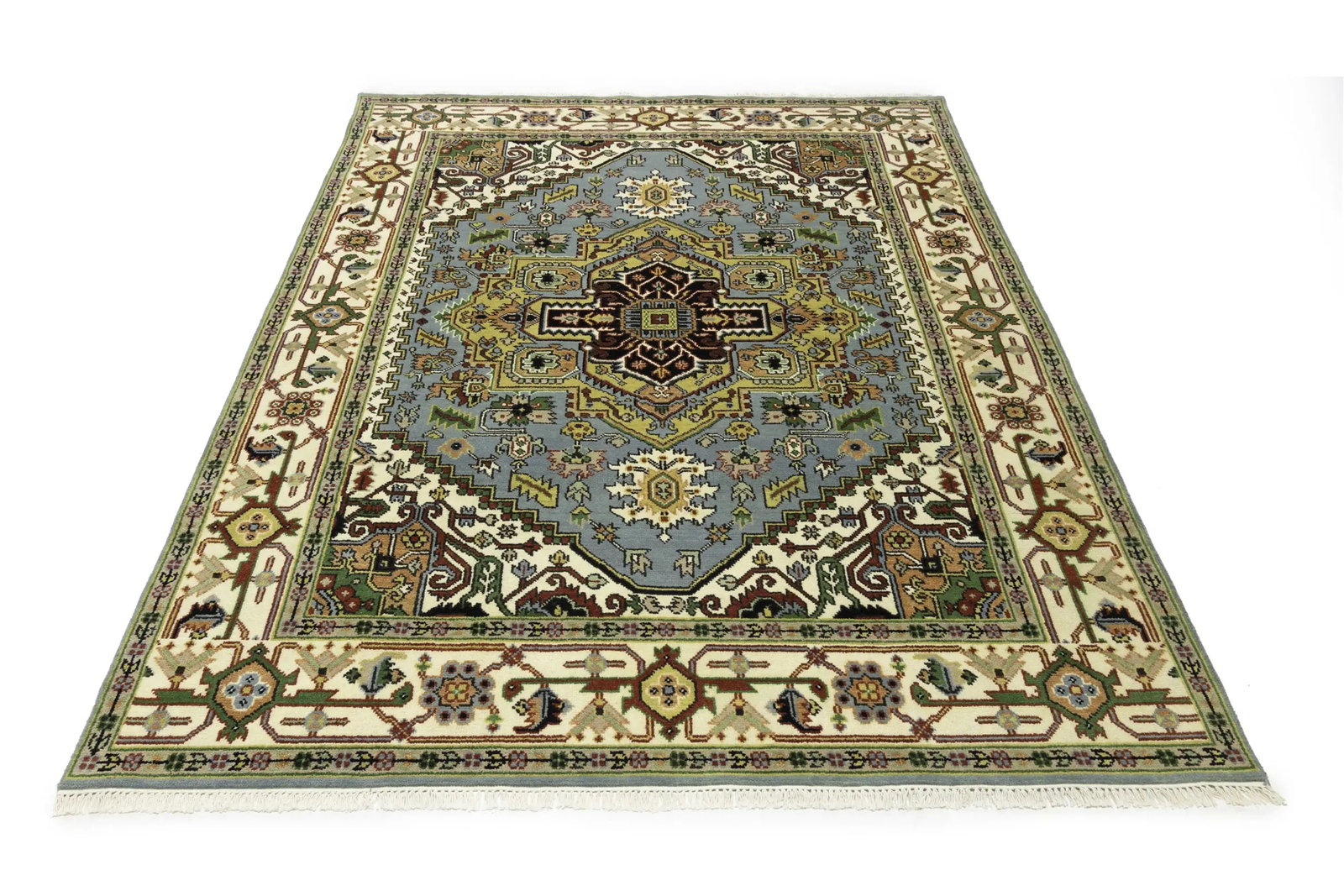 Light Gray Geometric 8X10 Heriz Serapi Oriental Rug - 3