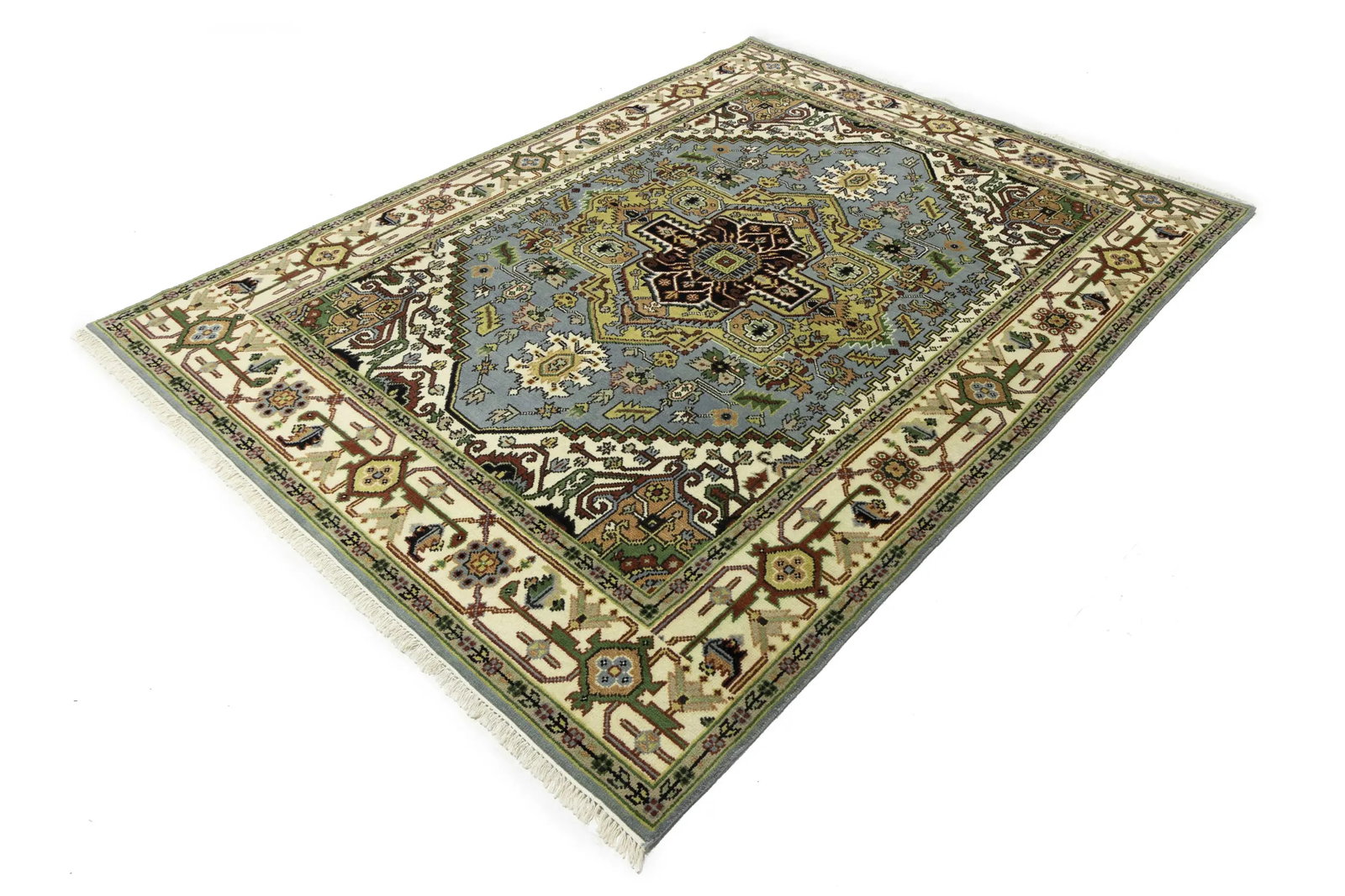 Light Gray Geometric 8X10 Heriz Serapi Oriental Rug - 4