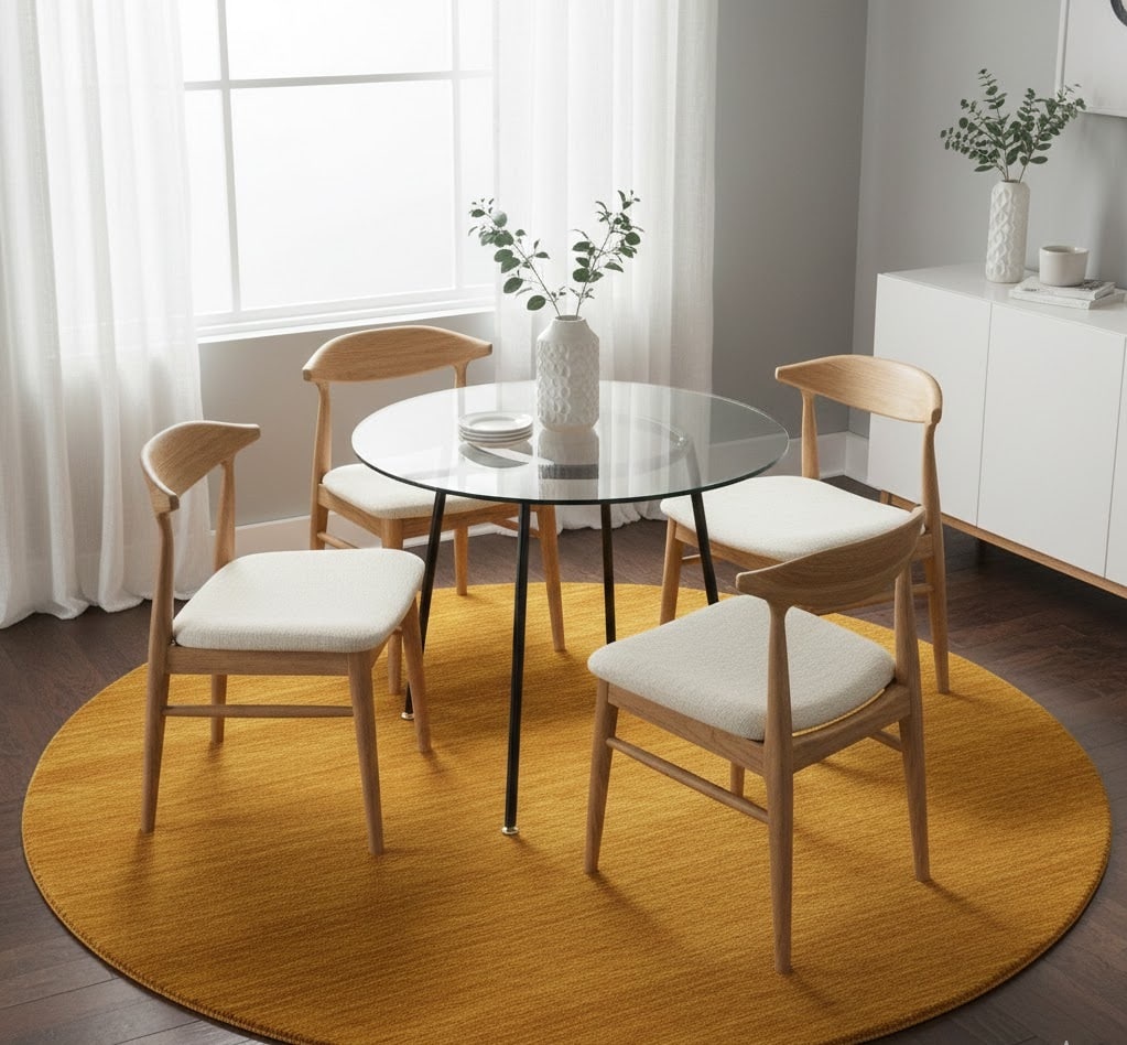 Orange Modern Solid 6X6 Gabbeh Oriental Round Rug - 2