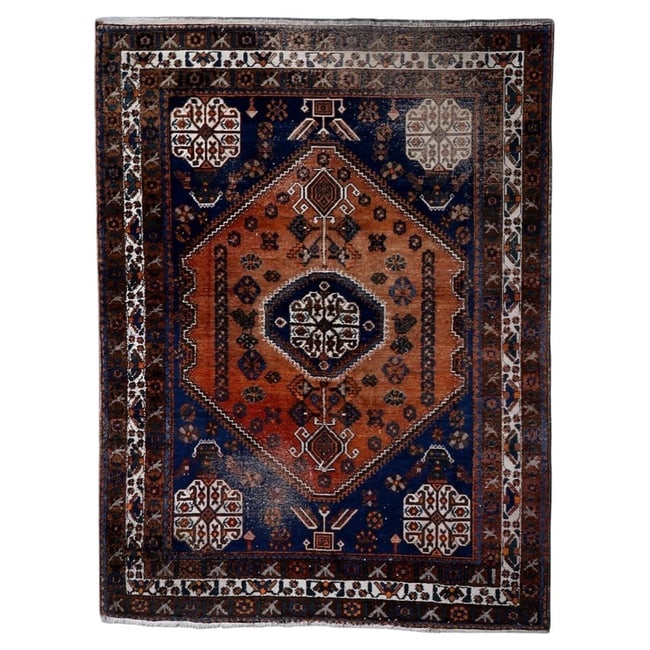 Antique Shiraz Gashkai Handmade Rug 5.1' x 6.9' 1920s (1 of 13)