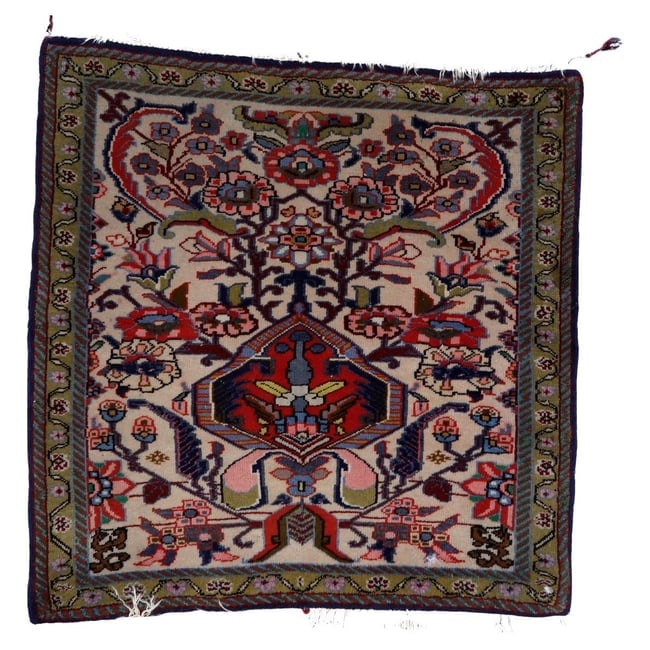 Handmade Vintage Persian Tabriz Mat Rug 2' x 2' 1950s (1 of 9)