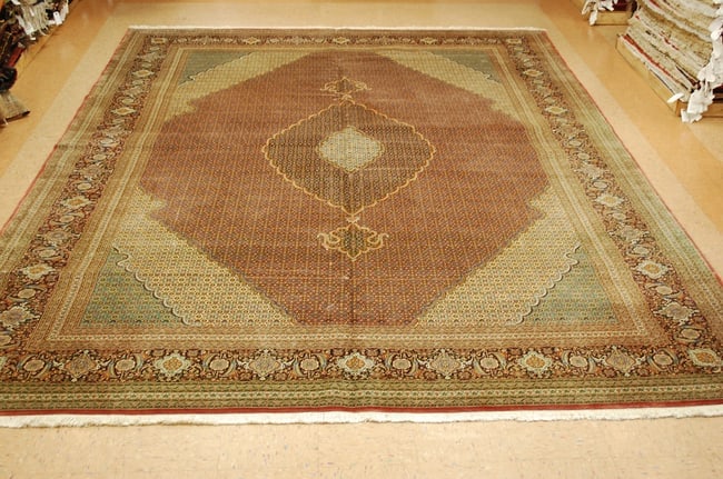 Persian TABRIZ RUG 10 x 13.2: Title: Persian TABRIZ RUG 10 x 13.2 Description:ANTIQUE AUTHENTIC VERY FINE WOVEN KORK WOOL TABRIZ RUG with an exact and very rare size of 10' x 13' 2"..Highly detailed field design pattern better kno