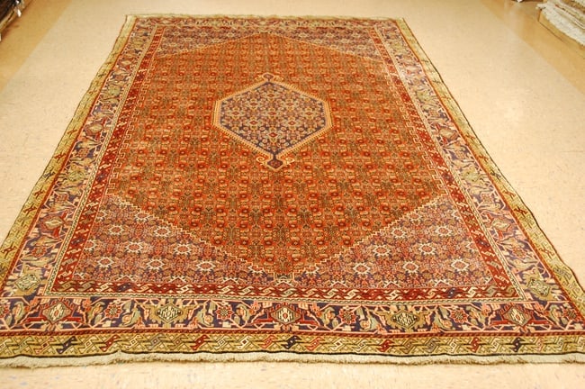 PERSIAN BIJAR RUG 6.9x10.5: Title: PERSIAN BIJAR RUG 6.9x10.5 Description:ANTIQUE DETAILED FINE CLASSIC VILLAGE WOVEN PERSIAN BIJAR RUG Circa 1930s with exact size of 6' 9" x 10' 5" Highly detailed allover design field fine and 