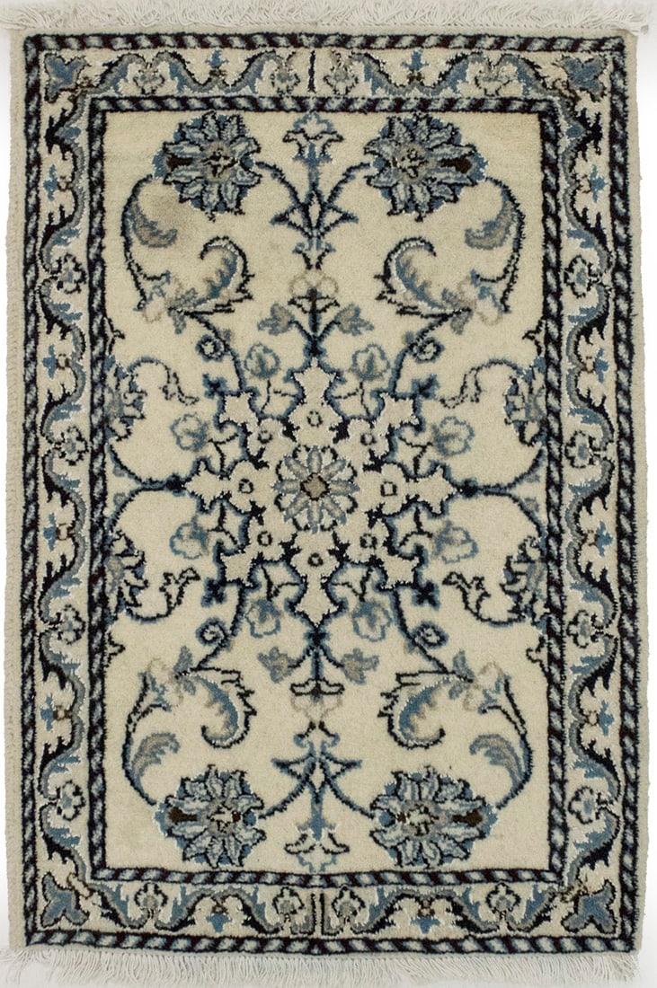 Cream Traditional 2X3 Nain Kashmar Persian Rug (1 of 13)