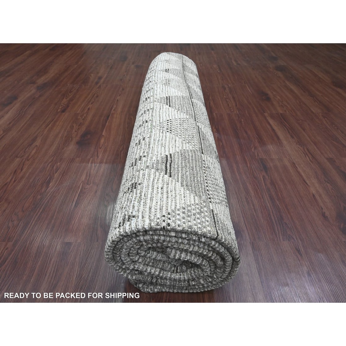 White Moroccan Weave Geometric Pattern Soft Wool Hand Knotted Rug - 9