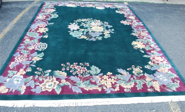 CHINESE RUG 8'3" X 11'3": Title: CHINESE RUG 8'3" X 11'3" Description:ART DECO RARE SIZE FRENCH AUBUSSON DESIGN CHINESE RUG with exact size of 8'3" X 11'3".........Condition is Perfect healthy soft even pile as shown in