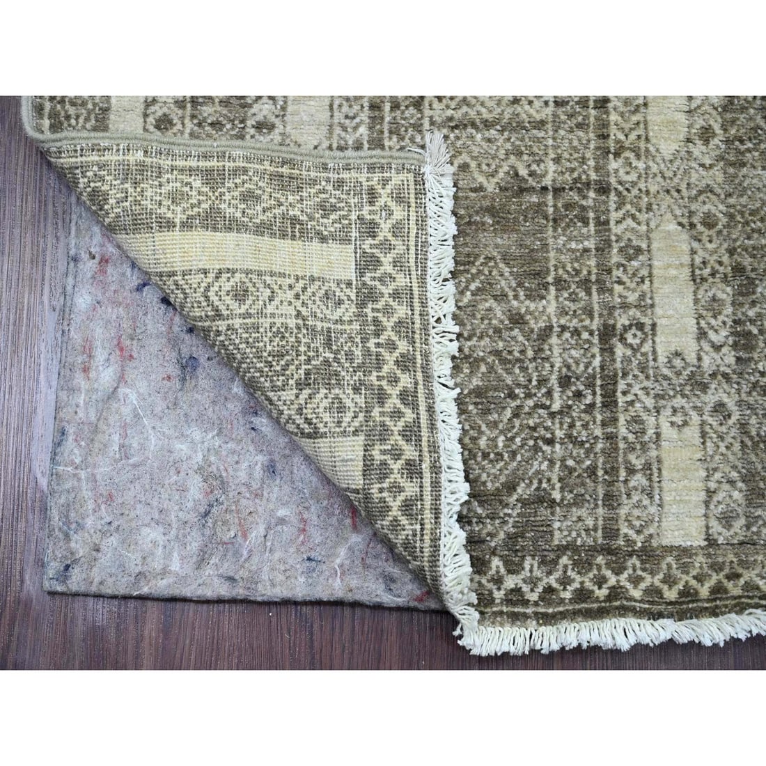 Brown Berber Influence Geometric Pattern Hand Knotted Wool Runner Rug - 2