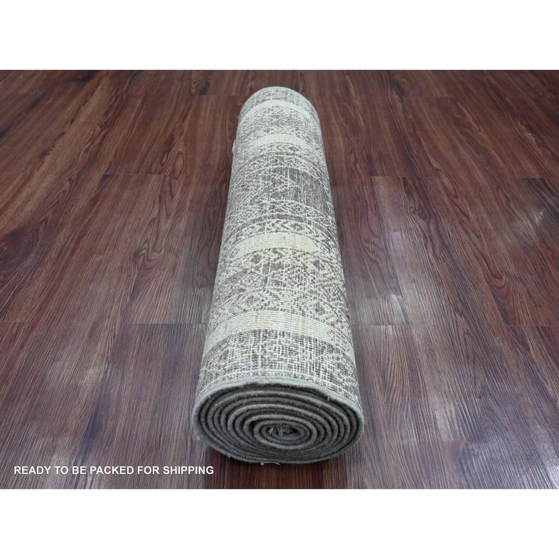 Brown Berber Influence Geometric Pattern Hand Knotted Wool Runner Rug - 4