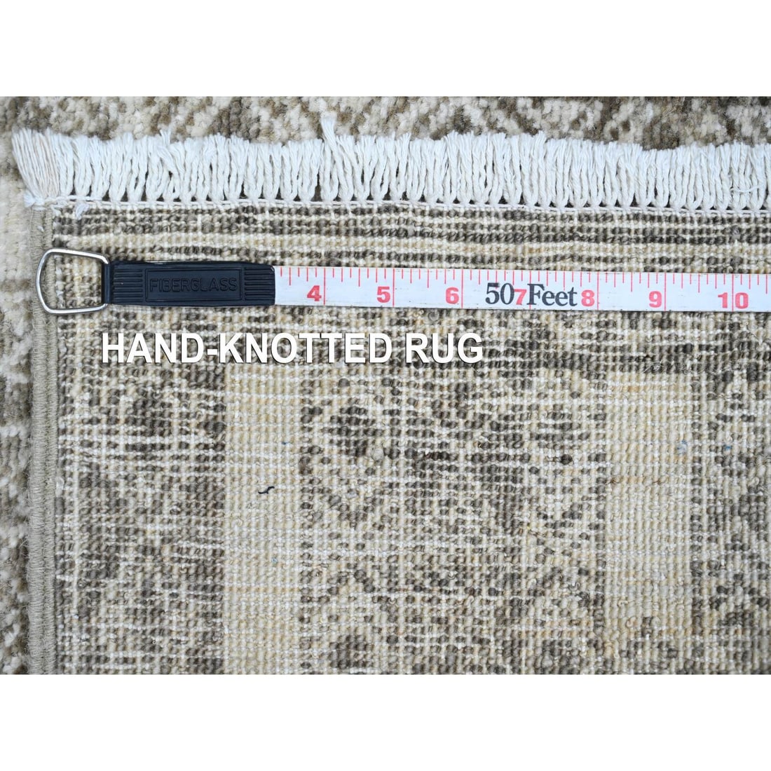 Brown Berber Influence Geometric Pattern Hand Knotted Wool Runner Rug - 6