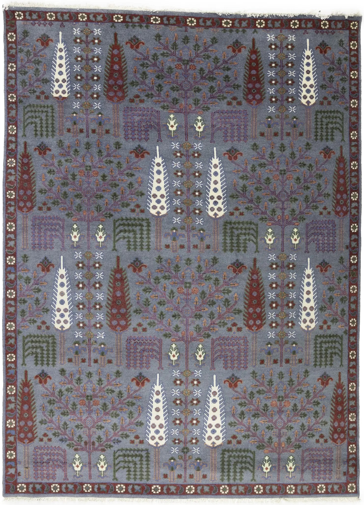 Gray Floral 9X12 Tree of Life Chobi Oriental Rug: Title:Gray Floral 9X12 Tree of Life Chobi Oriental Rug Description:Hand Knotted 9X12 gray oriental rug made with natural dyes (fine wool pile and cotton foundation), superior knot count, and alluring